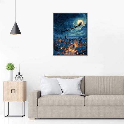 Père Noël distribuant des cadeaux – Peinture par numéros