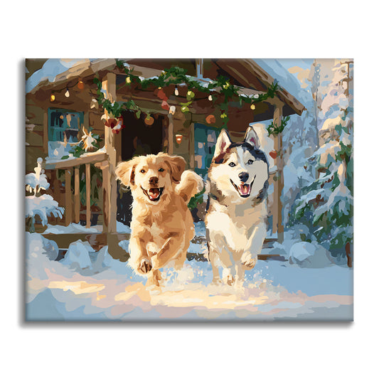 Chiens des neiges – Peinture par numéros