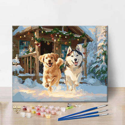 Chiens des neiges – Peinture par numéros