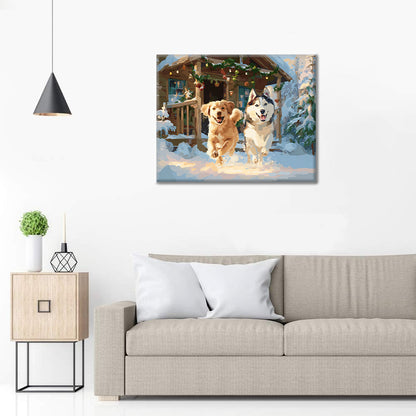 Chiens des neiges – Peinture par numéros