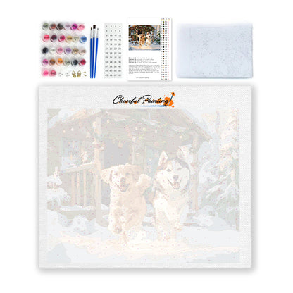 Chiens des neiges – Peinture par numéros