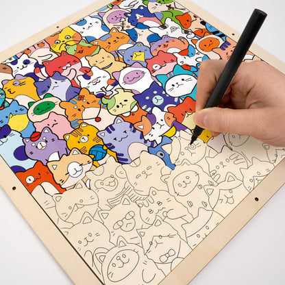 Petits Chatons - Puzzle en bois à colorier