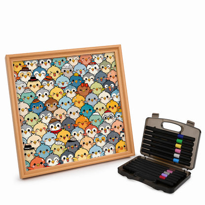 Petits Oiseaux - Puzzle en bois à colorier