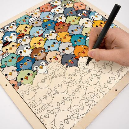 Petits Oiseaux - Puzzle en bois à colorier