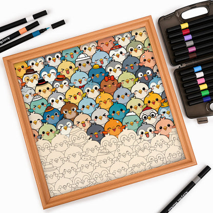 Petits Oiseaux - Puzzle en bois à colorier