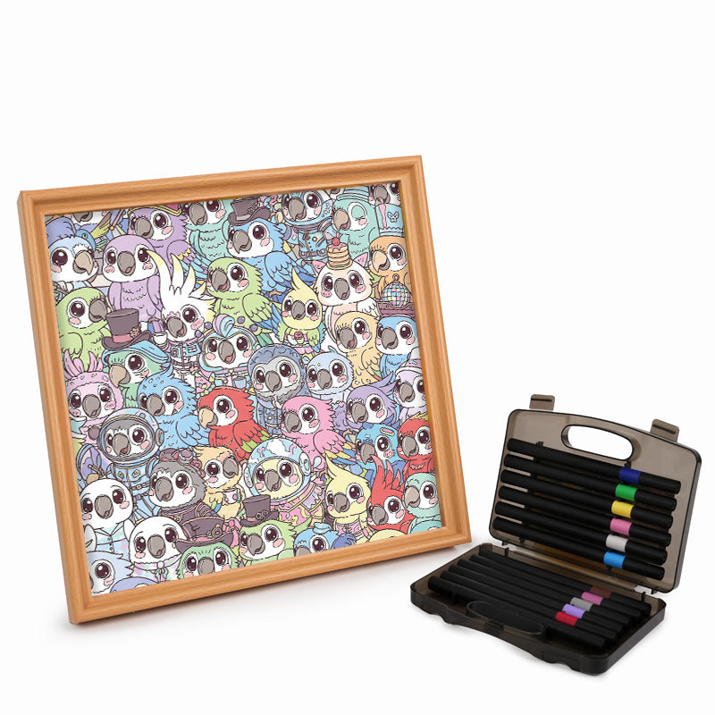 Perruche - Puzzle en bois à colorier