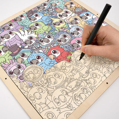 Perruche - Puzzle en bois à colorier