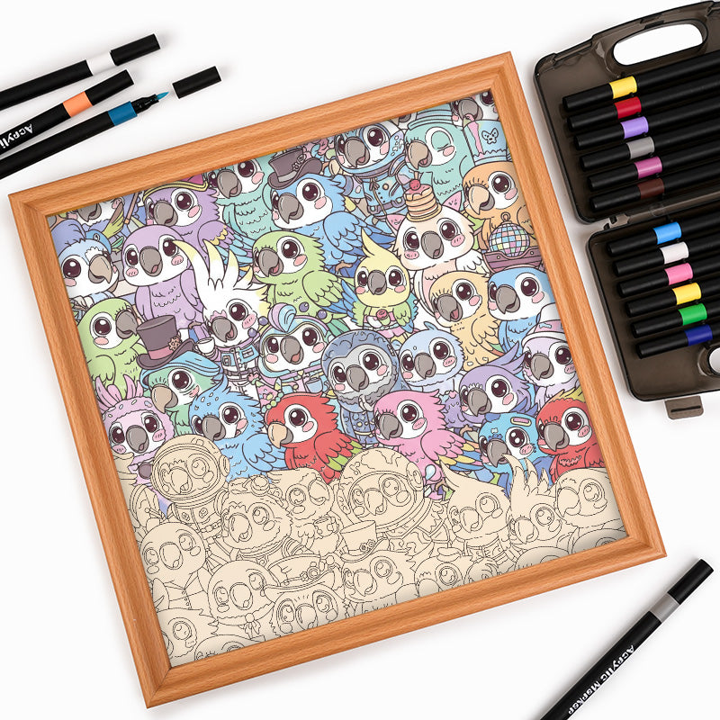 Perruche - Puzzle en bois à colorier