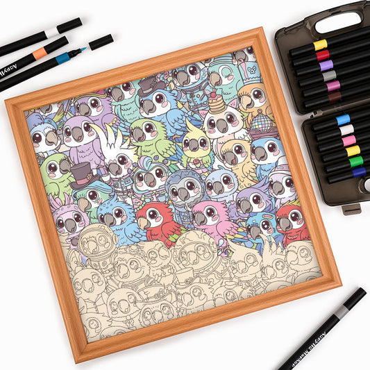 Perruche - Puzzle en bois à colorier