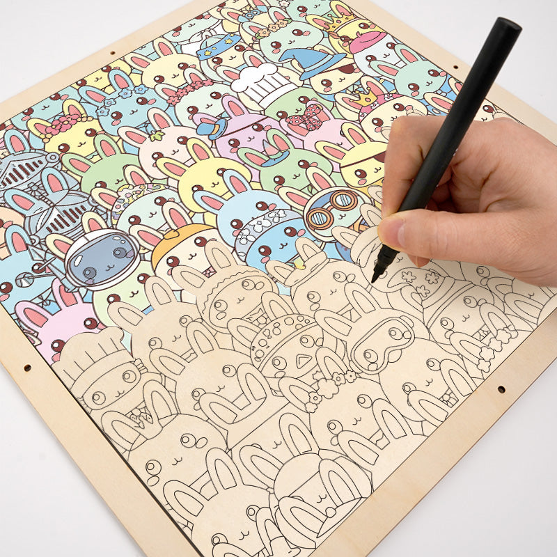 Lapin - Puzzle en bois à colorier