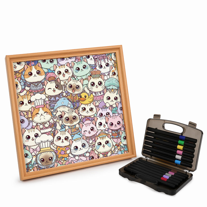 Chat I - Puzzle en bois à colorier