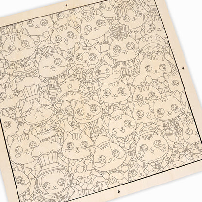 Chat I - Puzzle en bois à colorier