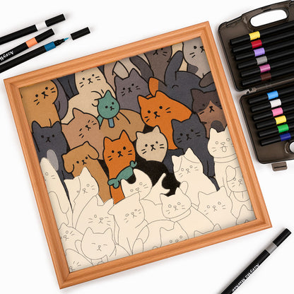 Chats II - Puzzle en bois à colorier