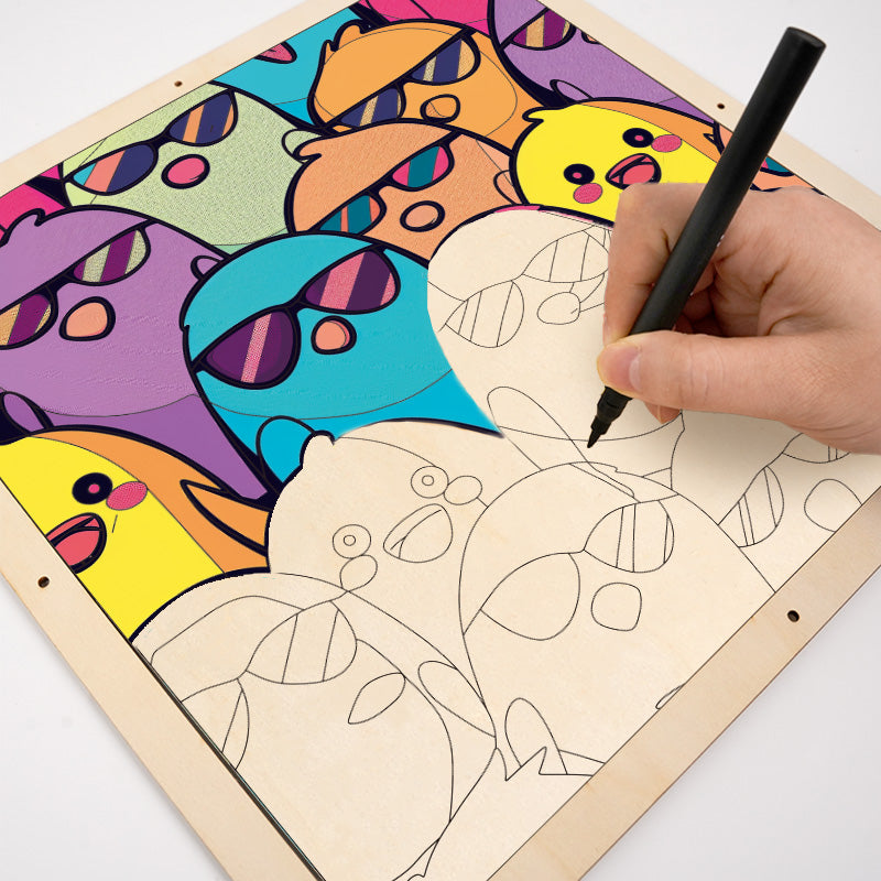 Oiseaux sympas - Puzzle en bois à colorier