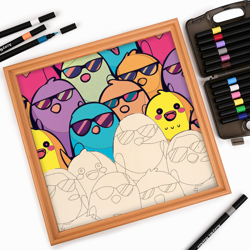 Oiseaux sympas - Puzzle en bois à colorier