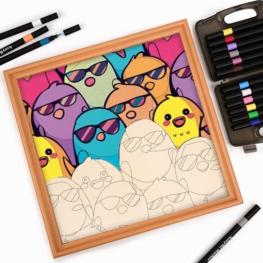 Oiseaux sympas - Puzzle en bois à colorier