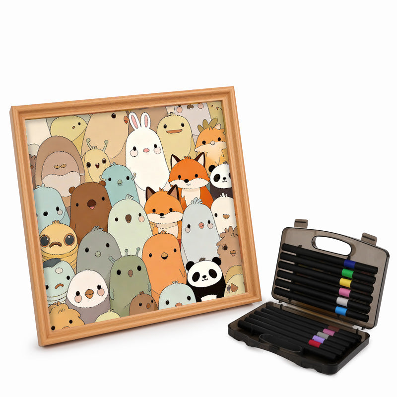Animaux câlins - Puzzle en bois à colorier