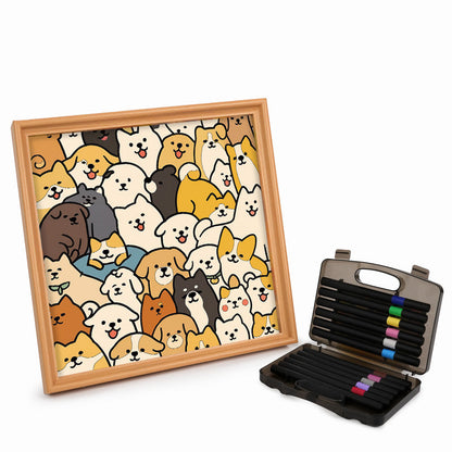 Chiens - Puzzle en bois à colorier