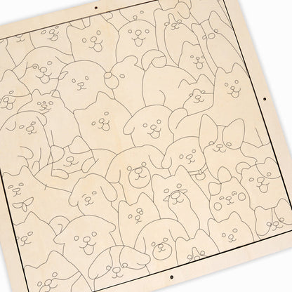 Chiens - Puzzle en bois à colorier