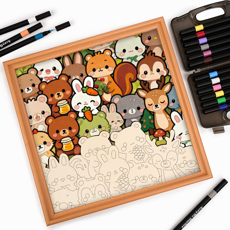 Équipe forestière - Puzzle en bois à colorier
