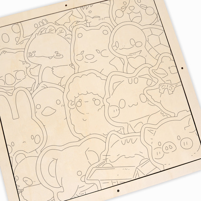 Réunion de créatures poilues - Puzzle en bois à colorier