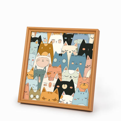 Chatons Art Linéaire - Puzzle en Bois à Colorier