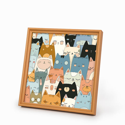 Chatons Art Linéaire - Puzzle en Bois à Colorier