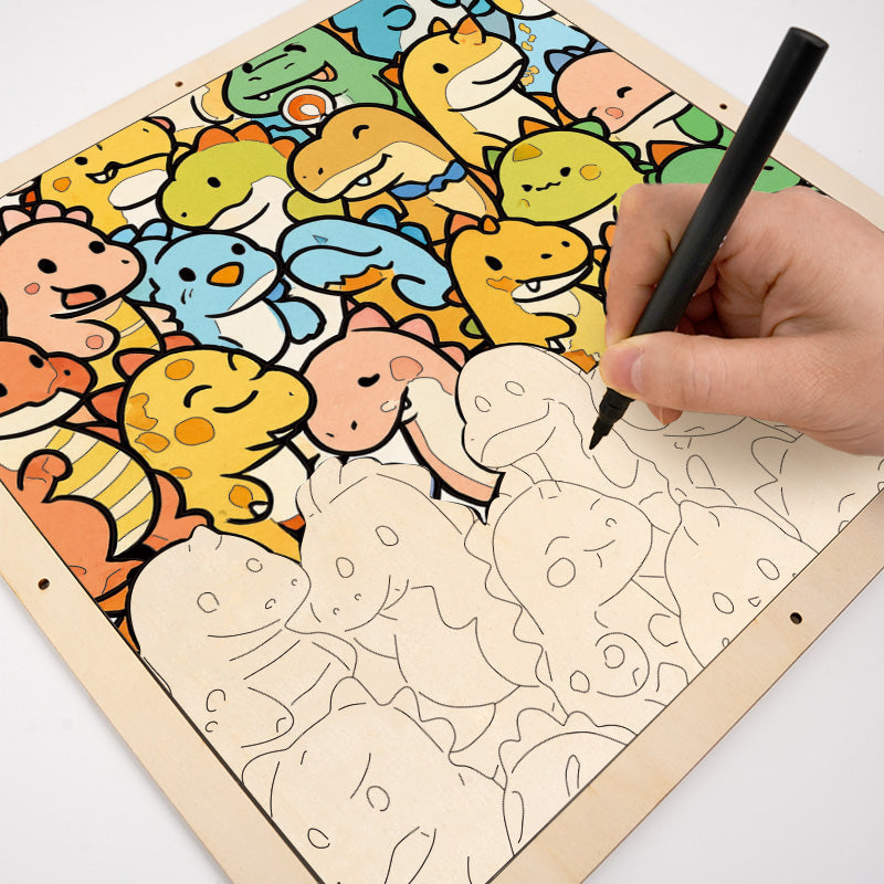 Petit Dragon - Puzzle en bois à colorier