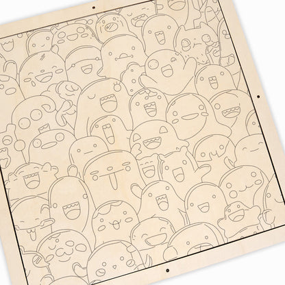 Monstres Farceurs - Puzzle en bois à colorier