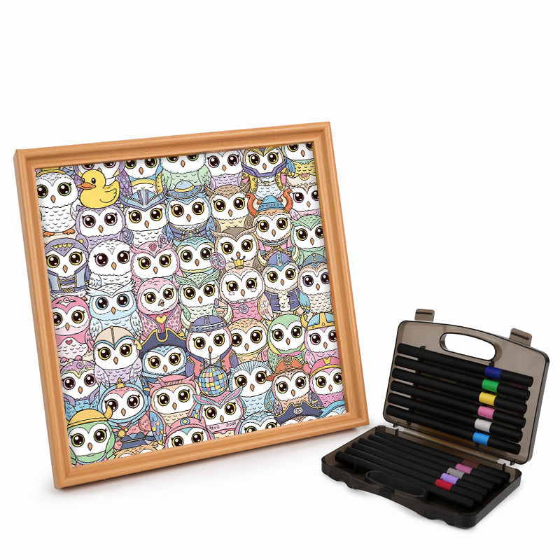 Hibou - Puzzle en bois à colorier