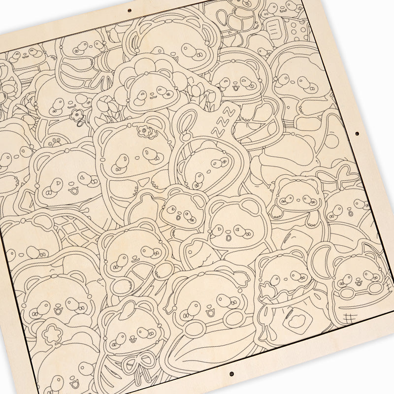 Panda II - Puzzle en bois à colorier