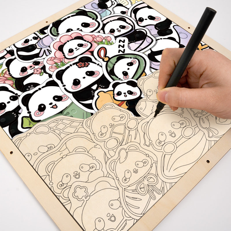 Panda II - Puzzle en bois à colorier