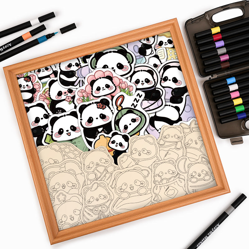 Panda II - Puzzle en bois à colorier