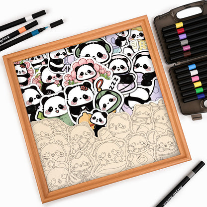 Panda II - Puzzle en bois à colorier