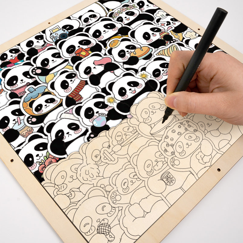 Panda III - Puzzle en bois à colorier