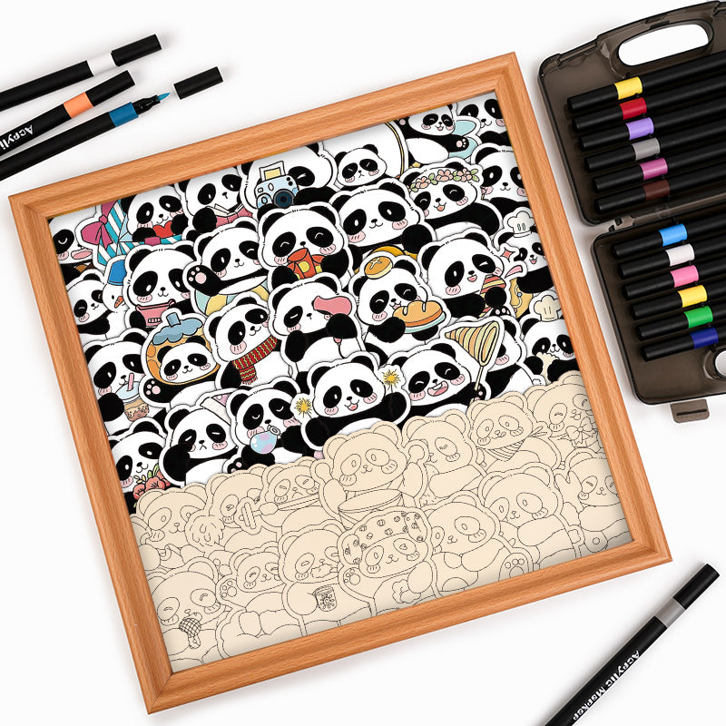 Panda III - Puzzle en bois à colorier