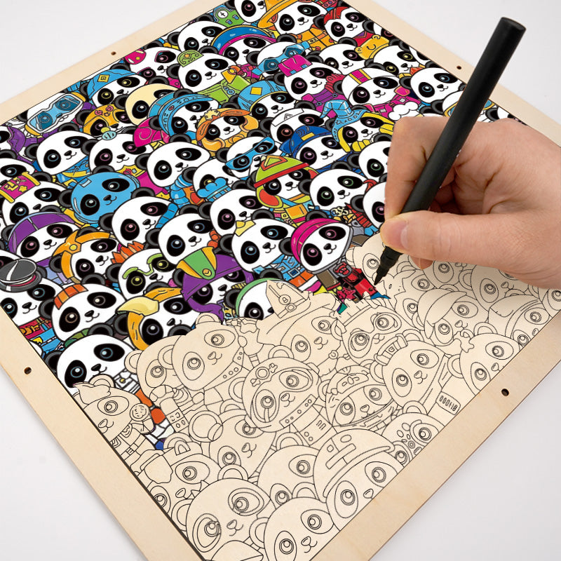 Panda - Puzzle en bois à colorier