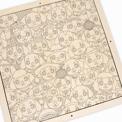 Chiot - Puzzle en bois à colorier