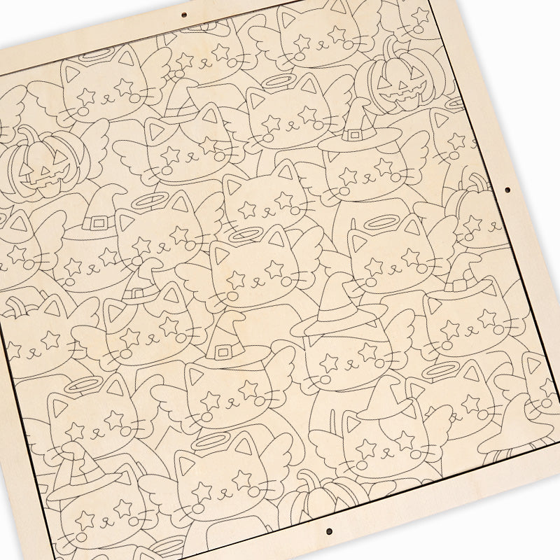 Chat Éclatant - Puzzle en bois à colorier