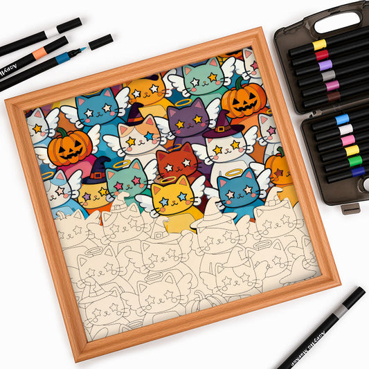 Chat Éclatant - Puzzle en bois à colorier