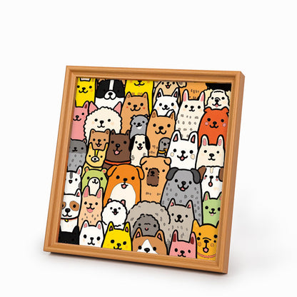 Chiot Art Linéaire - Puzzle en bois à colorier