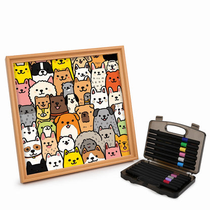 Chiot Art Linéaire - Puzzle en bois à colorier