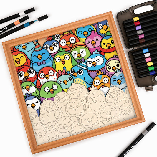 Petits Oiseaux - Puzzle en bois à colorier