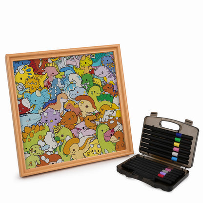 Petits Dinos  - Puzzle en bois à colorier