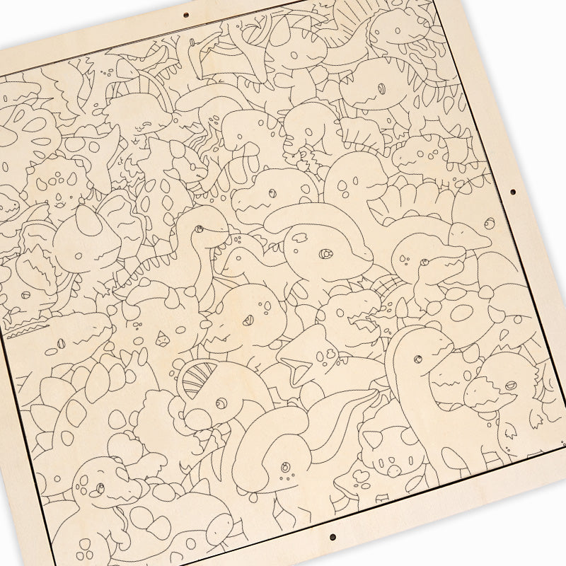 Petits Dinos  - Puzzle en bois à colorier