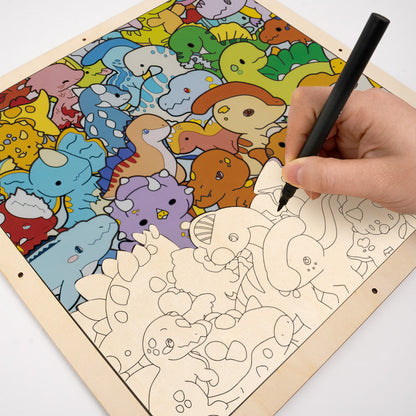 Petits Dinos  - Puzzle en bois à colorier