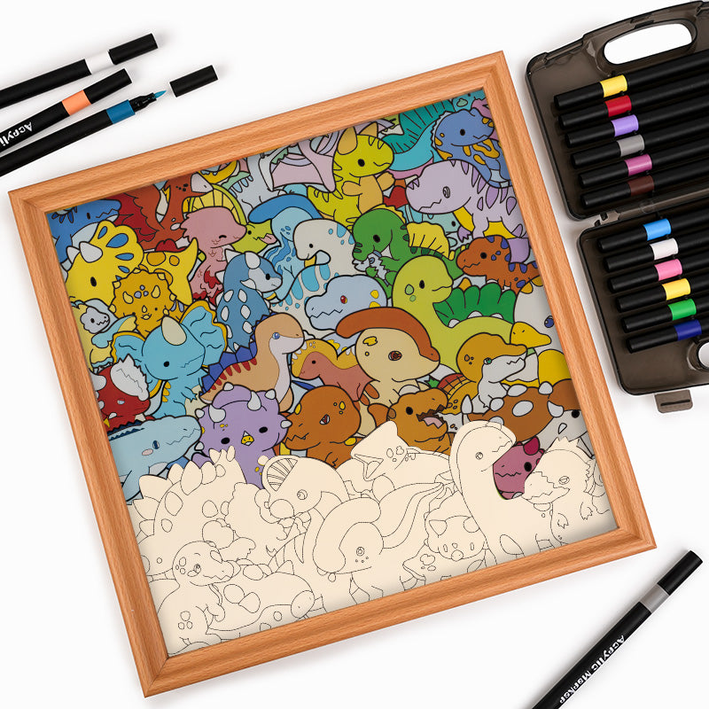 Petits Dinos  - Puzzle en bois à colorier