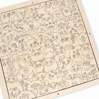 Petit Monstre  - Puzzle en bois à colorier