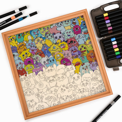 Petit Monstre  - Puzzle en bois à colorier