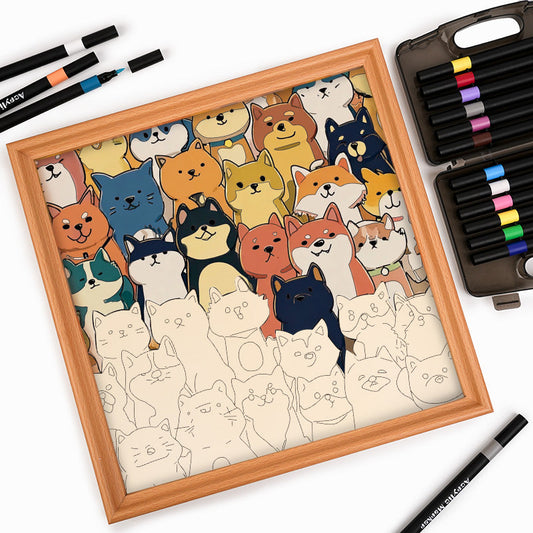 Shiba Inu  - Puzzle en bois à colorier